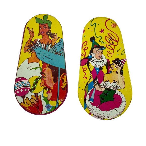 Lot of 8 Tin Litho New Years Party Toy Noisemakers US Metal Mfg Co Vintage 1950s - Picture 7 of 11